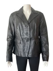 Дамско кожено яке с джобчета и копчета PETER HAHN XL