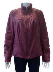 Дамско кожено яке с джобове и ципове BONITA L