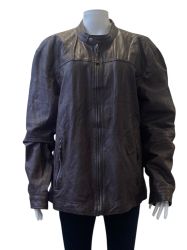 Дамско кожено яке с джобове, копче и ципове BULL&BERRY 3XL