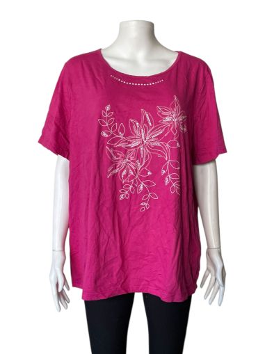 Памучна дамска блуза с къс ръкав 4XL