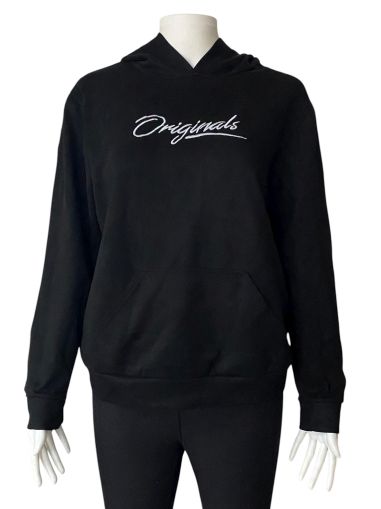 Дамски суичър с качулка, джобче и надпис XL