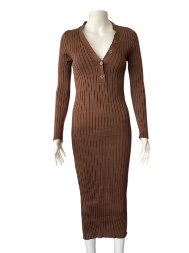 Дълга дамска рокля с копчета XS