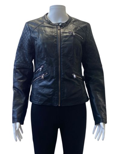 Дамско кожено яке с джобове, копче и ципове TALLY WEIJL M