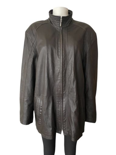 Дамско кожено яке с джобове и цип TIBIK LEATHER 2XL