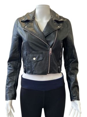 Кожено дамско яке BERSHKA S