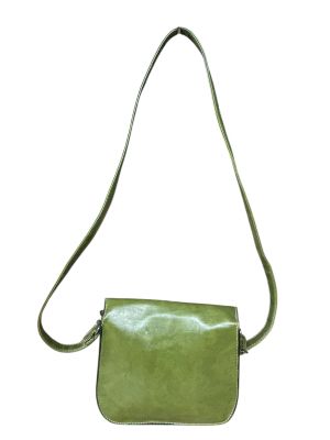 Зелена кожена дамска чантичка за през рамо