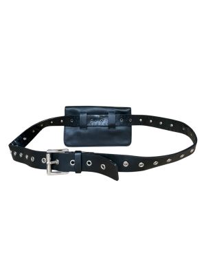 Черна кожена дамска чантичка за кръст DKNY