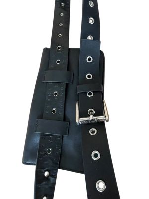 Черна кожена дамска чантичка за кръст DKNY