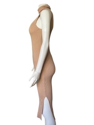 Плетена дамска рокля с поло яка, с цепка VALLEYGIRL S