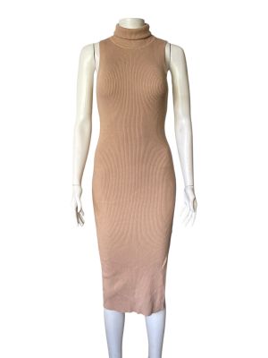 Плетена дамска рокля с поло яка, с цепка VALLEYGIRL S