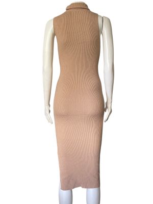 Плетена дамска рокля с поло яка, с цепка VALLEYGIRL S