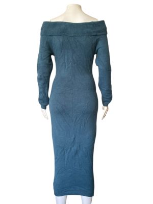 Плетена дамска рокля с голи рамене SHEIN S