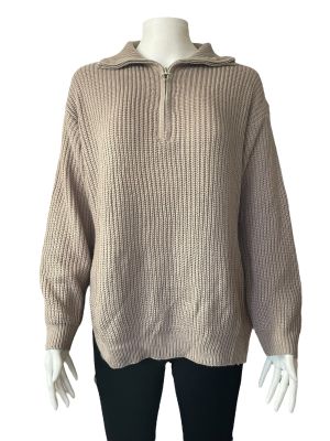 Дамски пуловер с яка и цип SHEIN M