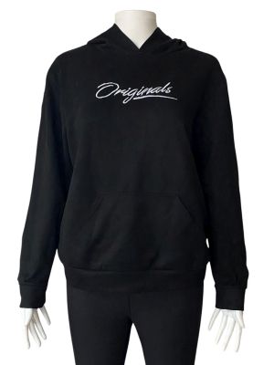 Дамски суичър с качулка, джобче и надпис XL