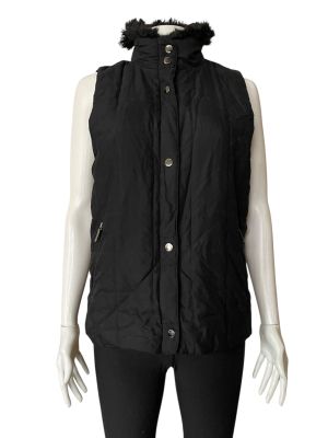 Дамско елече с джобове, копчета, пухкава качулка и ципове RALPH LAUREN S