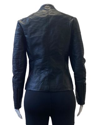 Дамско кожено яке с джобове, копчета и ципове ONLY XS