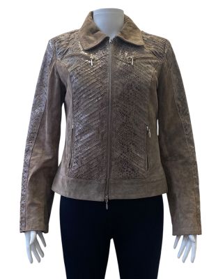 Дамско кожено яке с джобове и ципове SARAH KERN M