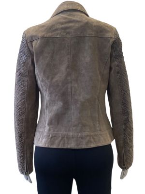 Дамско кожено яке с джобове и ципове SARAH KERN M