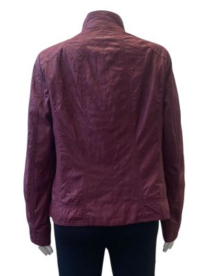 Дамско кожено яке с джобове и ципове BONITA L