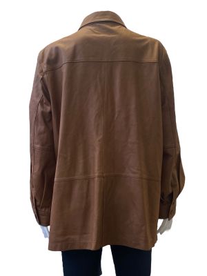 Дамско кожено яке с джобове и копчета WALBUSCH XL