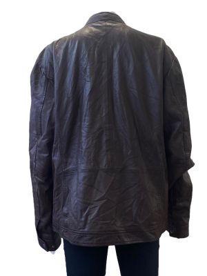 Дамско кожено яке с джобове, копче и ципове BULL&BERRY 3XL