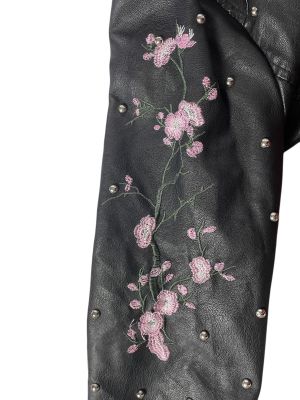 Дамско кожено яке с капси, джобове и ципове KING OF FASHION L