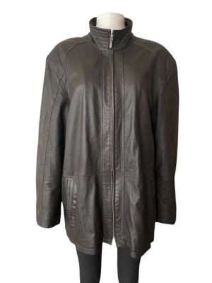 Дамско кожено яке с джобове и цип TIBIK LEATHER 2XL